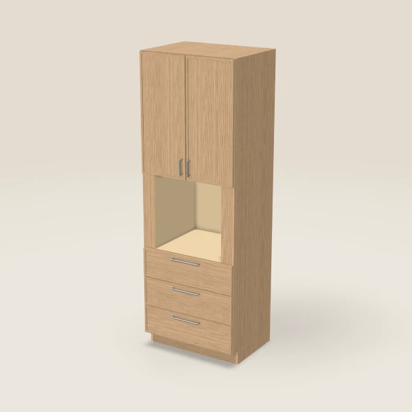 33" Oven Cabinet — 96" High — Petit Oak, 3D picture
