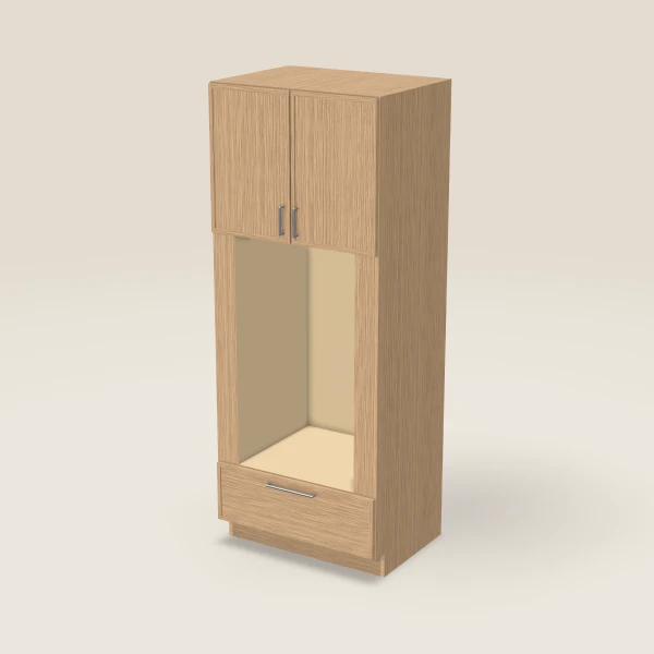 33" Oven Cabinet with Microwave Opening — 84" High — Petit Oak, 3D picture