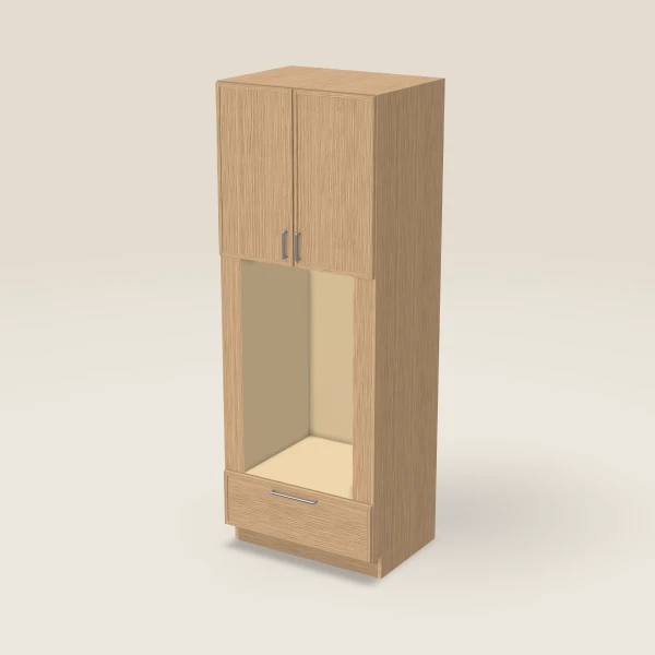 33" Oven Cabinet with Microwave Opening — 90" High — Petit Oak, 3D picture