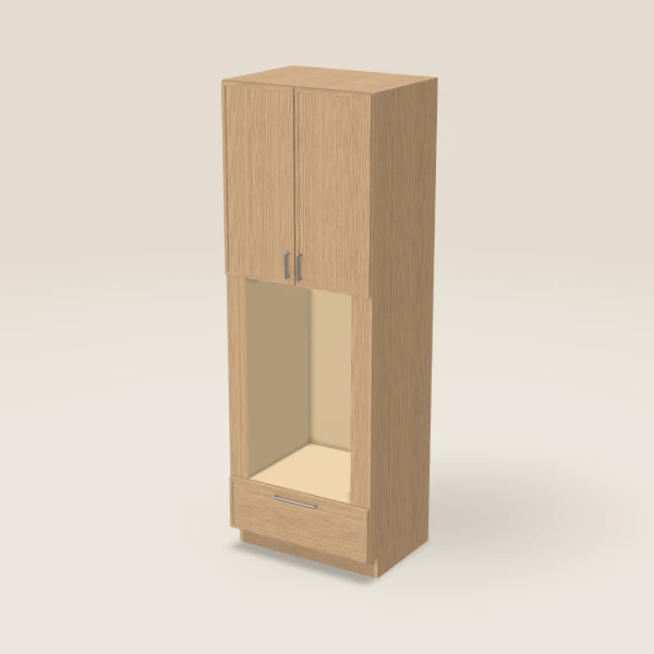 33" Oven Cabinet with Microwave Opening — 96" High — Petit Oak, 3D picture
