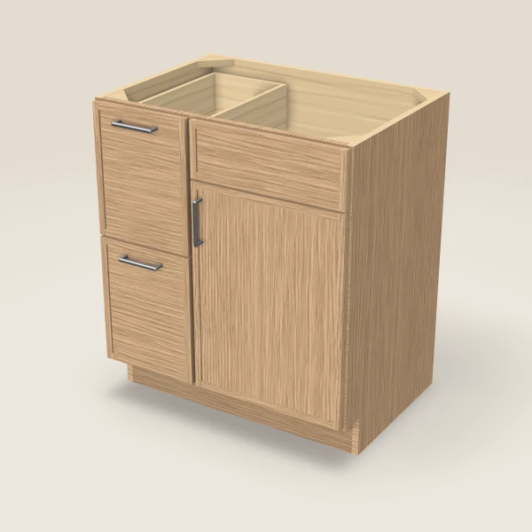 30" Vanity with Drawers Left — Petit Oak, 3D picture