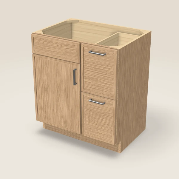 30" Vanity with Drawers Right — Petit Oak, 3D picture