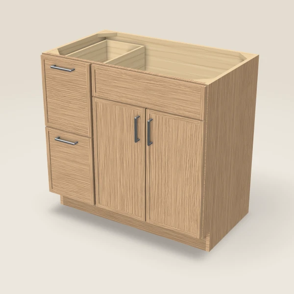 36" Vanity with Drawers Left — Petit Oak, 3D picture