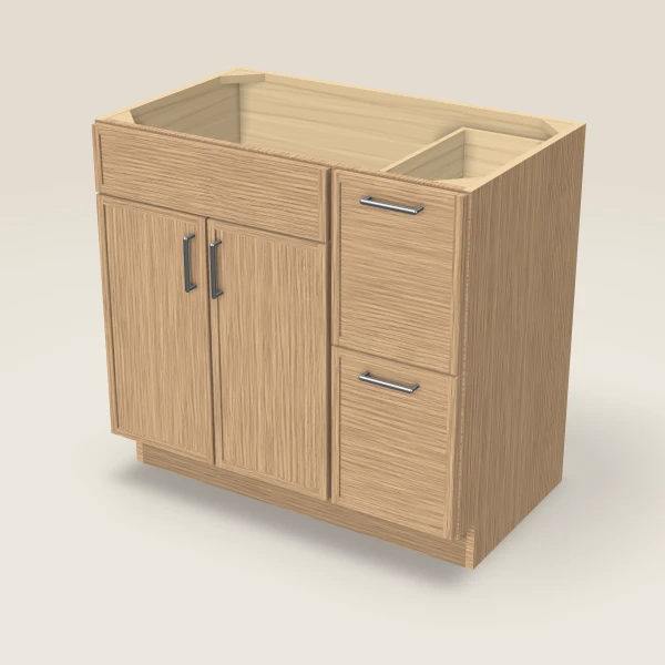 36" Vanity with Drawers Right — Petit Oak, 3D picture