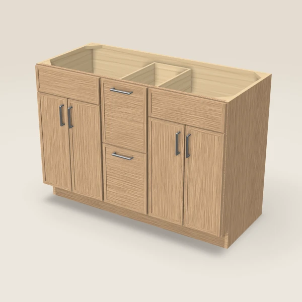48" Vanity with Drawers Both Sides — Petit Oak, 3D picture