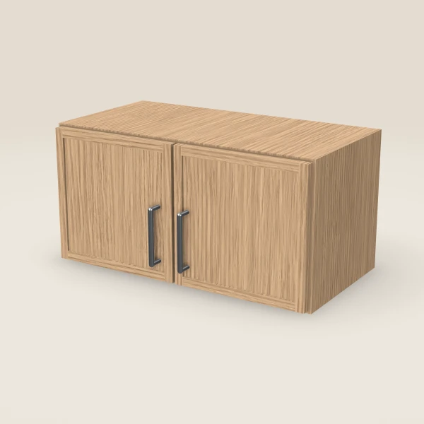 24" Wall Cabinet — 12" High, Double Door — Petit Oak, 3D picture