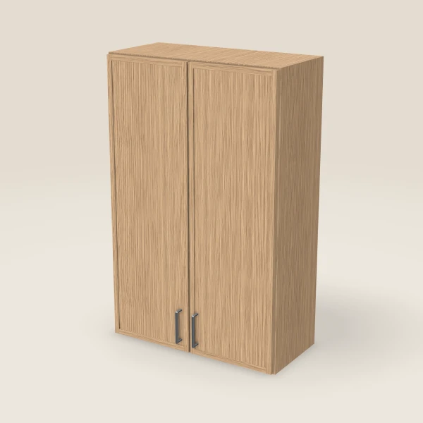 27" Wall Cabinet — 42" High, Double Door — Petit Oak, 3D picture