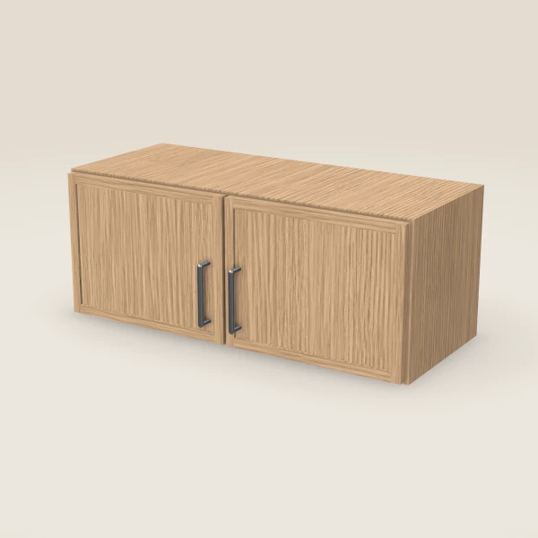 30" Wall Cabinet — 12" High, Double Door — Petit Oak, 3D picture