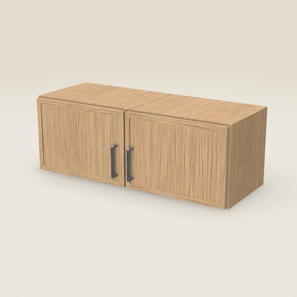 33" Wall Cabinet — 12" High, Double Door — Petit Oak, 3D picture