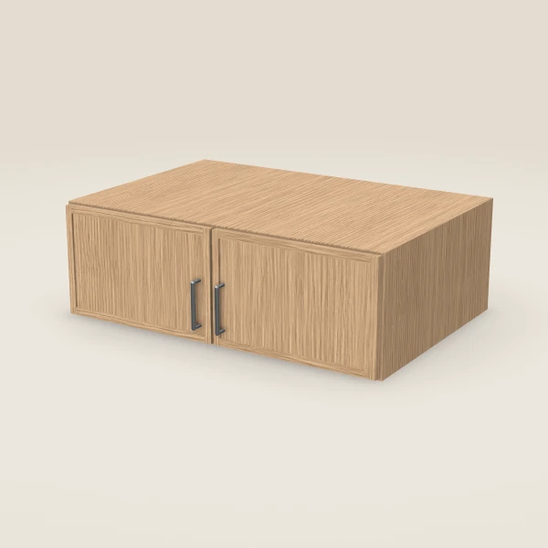 36" Wall Cabinet — 12" High, 24" Deep, Double Door — Petit Oak, 3D picture