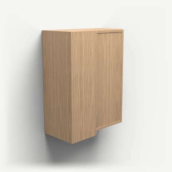 24" Wall Corner Cabinet, Bi-Fold Door — 30" High — Petit Oak, 3D picture