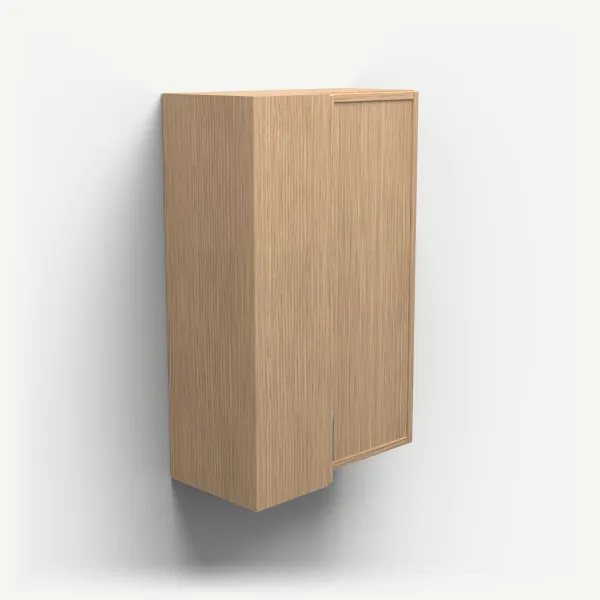 24" Wall Corner Cabinet, Bi-Fold Door — 36" High — Petit Oak, 3D picture