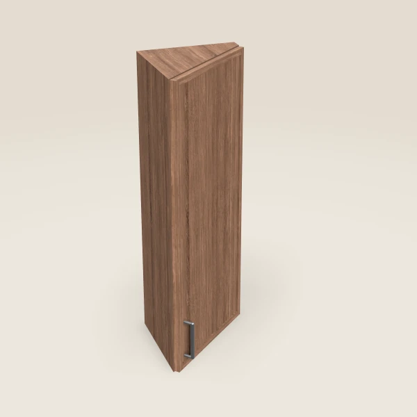 12" Wall End Angle Cabinet — 36" High — Petit Brown, 3D picture