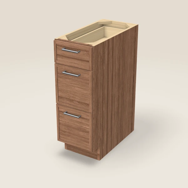 12" 3-Drawer Base — Petit Brown, 3D picture