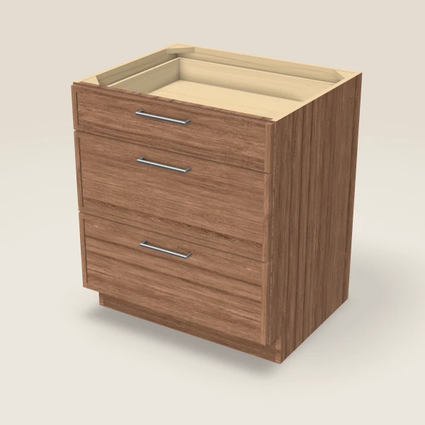 30" 3-Drawer Base — Petit Brown, 3D picture