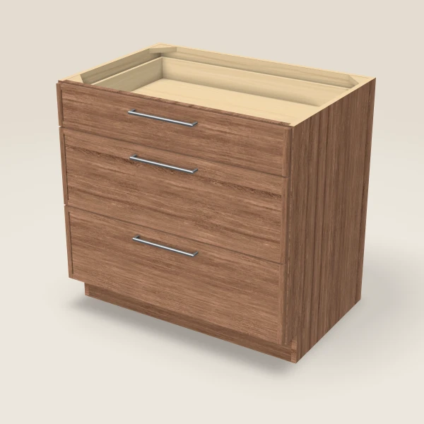 36" 3-Drawer Base — Petit Brown, 3D picture