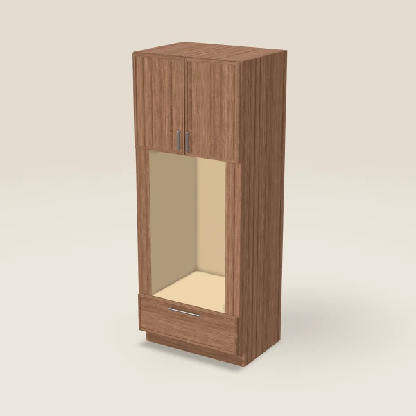 33" Oven Cabinet with Microwave Opening — 84" High — Petit Brown, 3D picture