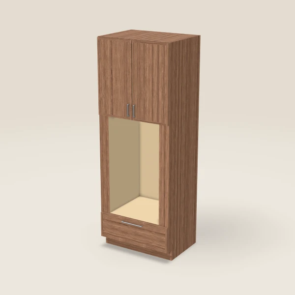 33" Oven Cabinet with Microwave Opening — 90" High — Petit Brown, 3D picture