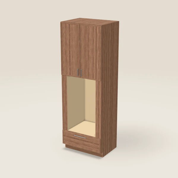 33" Oven Cabinet with Microwave Opening — 96" High — Petit Brown, 3D picture