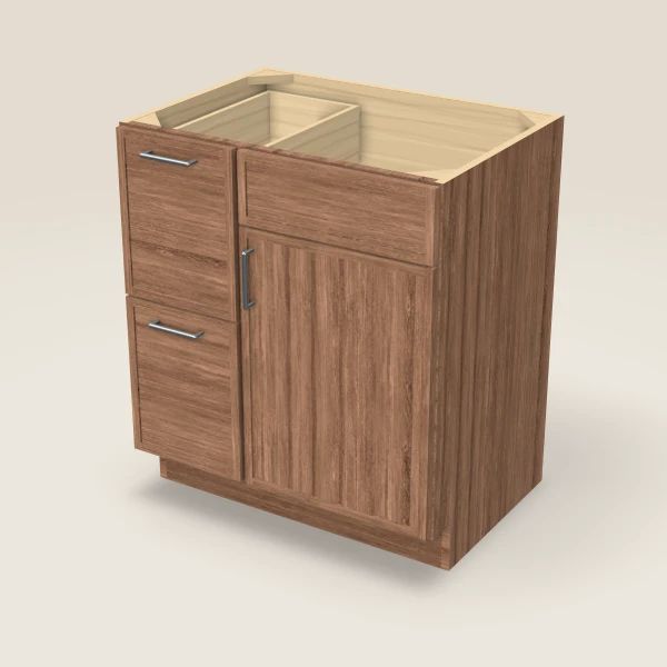 30" Vanity with Drawers Left — Petit Brown, 3D picture