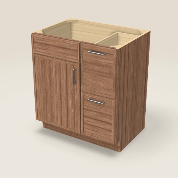30" Vanity with Drawers Right — Petit Brown, 3D picture