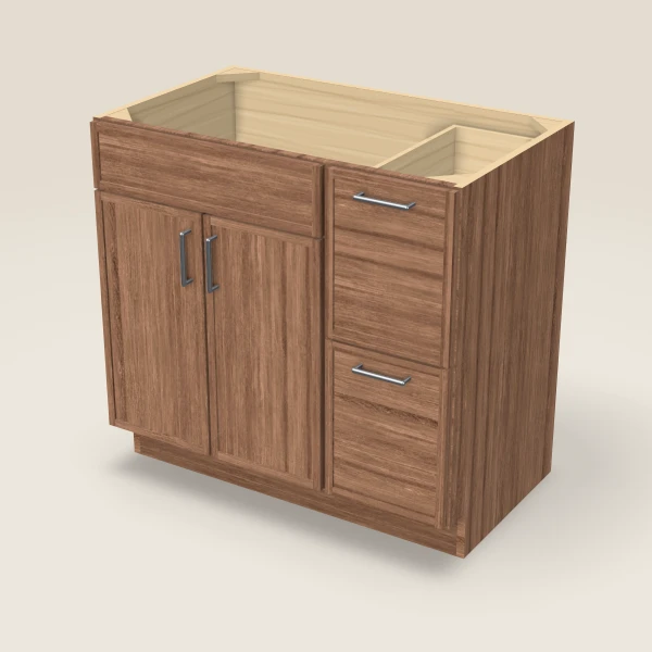 36" Vanity with Drawers Right — Petit Brown, 3D picture