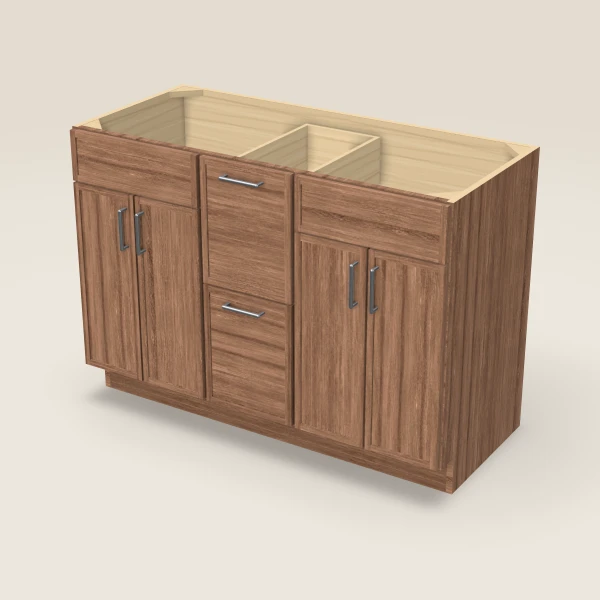 48" Vanity with Drawers Both Sides — Petit Brown, 3D picture