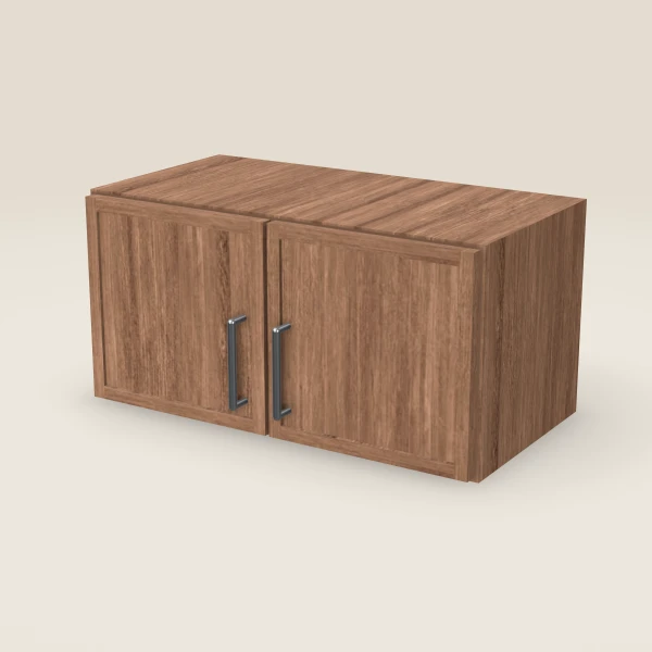24" Wall Cabinet — 12" High, Double Door — Petit Brown, 3D picture