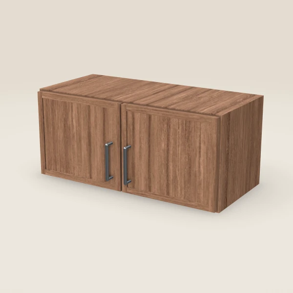 27" Wall Cabinet — 12" High, Double Door — Petit Brown, 3D picture