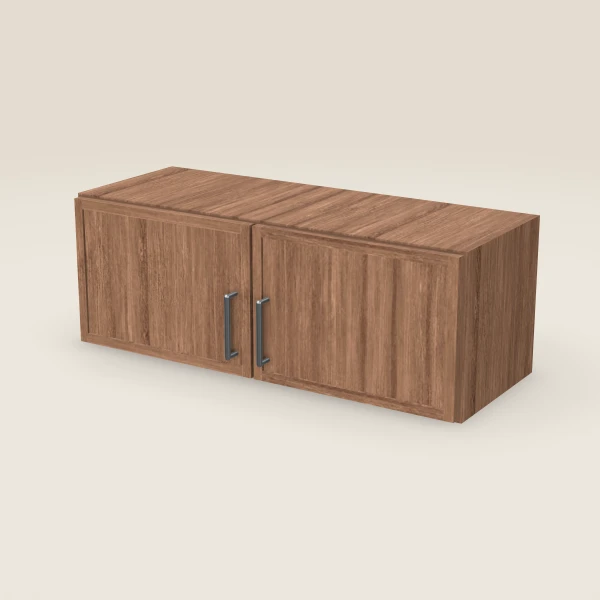 33" Wall Cabinet — 12" High, Double Door — Petit Brown, 3D picture