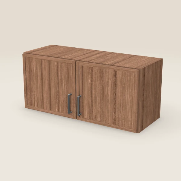 33" Wall Cabinet — 15" High, Double Door — Petit Brown, 3D picture