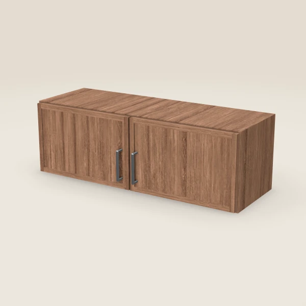 36" Wall Cabinet — 12" High, Double Door — Petit Brown, 3D picture