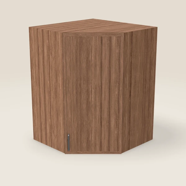 27" Wall Diagonal Corner — 36" High, 15" Deep — Petit Brown, 3D picture