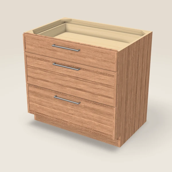 36" 3-Drawer Base — Petit Sand, 3D picture