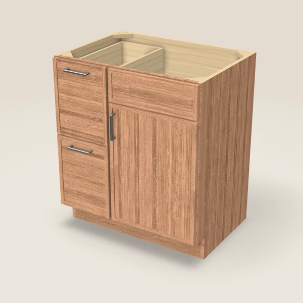 30" Vanity with Drawers Left — Petit Sand, 3D picture