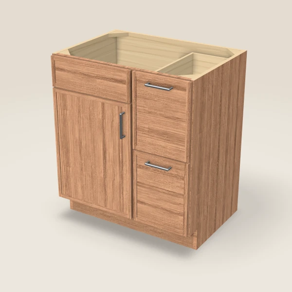 30" Vanity with Drawers Right — Petit Sand, 3D picture