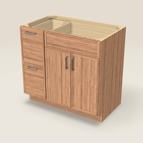 36" Vanity with Drawers Left — Petit Sand, 3D picture
