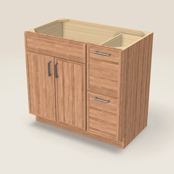 36" Vanity with Drawers Right — Petit Sand, 3D picture
