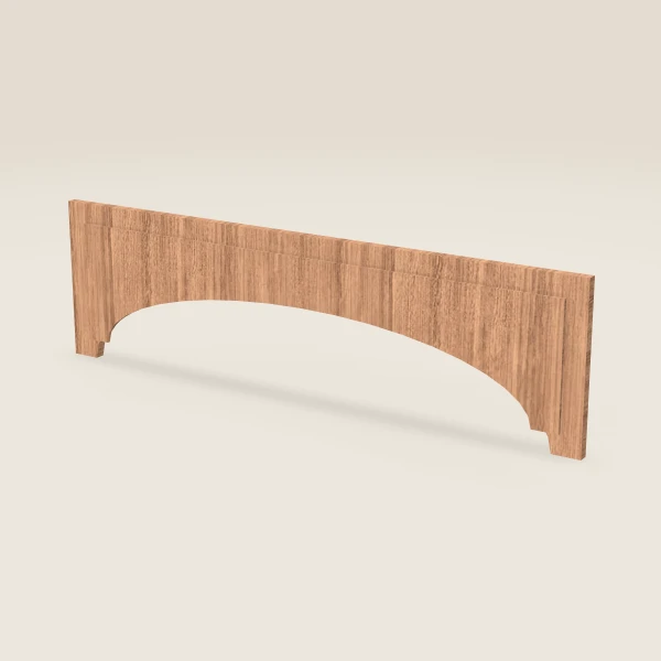 42" Arched Raised-Panel Valance — 12" to 8" High — Petit Sand, 3D picture