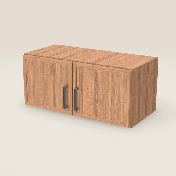 27" Wall Cabinet — 12" High, Double Door — Petit Sand, 3D picture