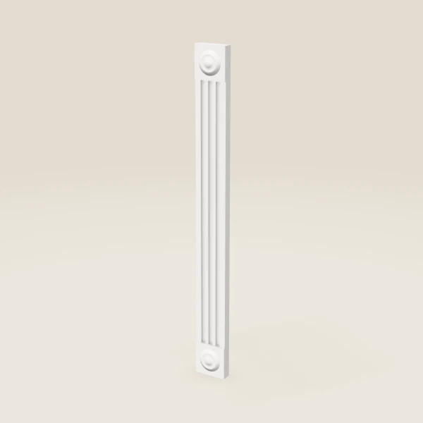 3" Fluted Wall Filler with Rosettes — 30" High — Petit White, 3D picture