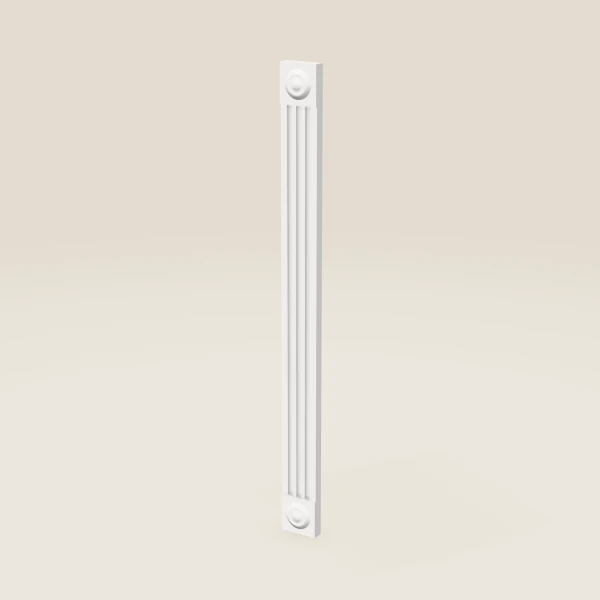 3" Fluted Wall Filler with Rosettes — 36" High — Petit White, 3D picture