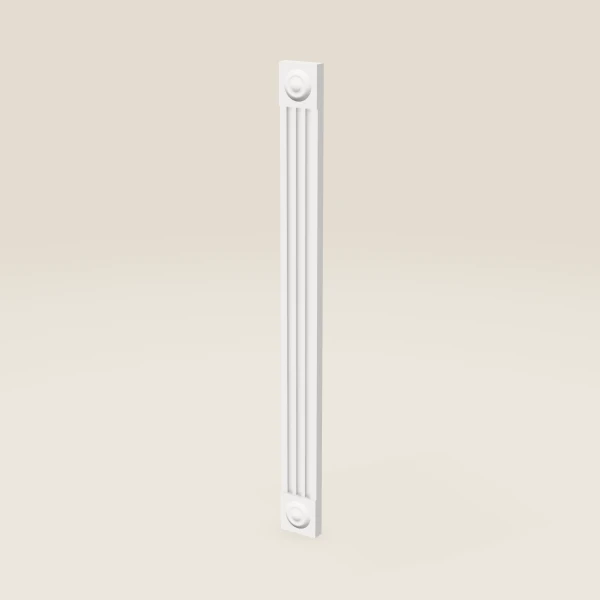 3" Fluted Base Filler with Rosettes — Petit White, 3D picture