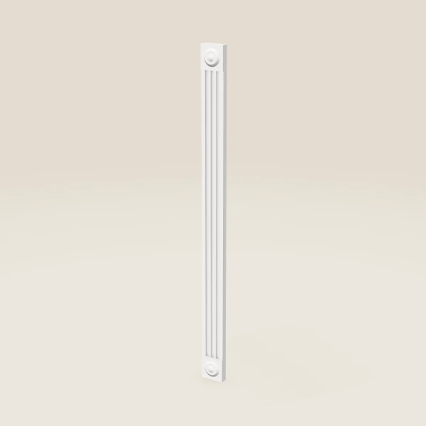 3" Fluted Wall Filler with Rosettes — 42" High — Petit White, 3D picture