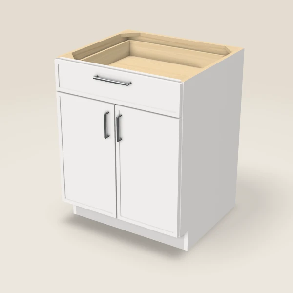 27" Base Cabinet — Double Door — Petit White, 3D picture