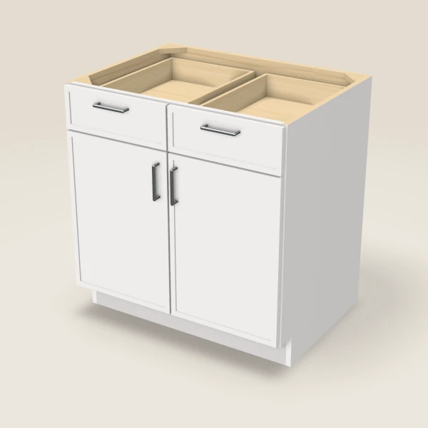 33" Base Cabinet — Double Door — Petit White, 3D picture