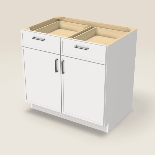 36" Base Cabinet — Double Door — Petit White, 3D picture