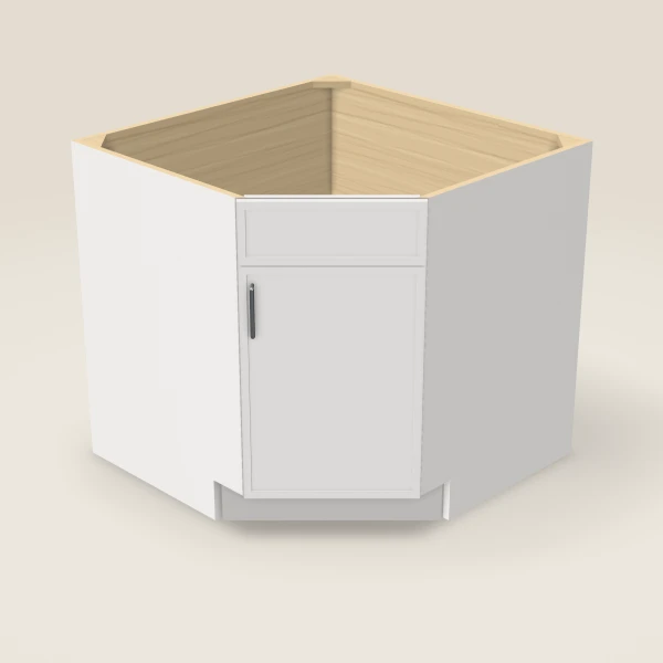 Diagonal Corner Sink Base — 36" — Petit White, 3D picture