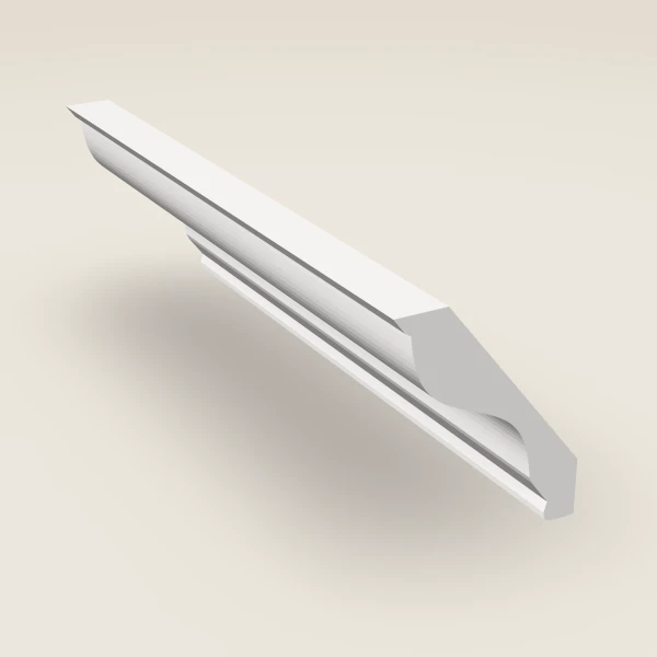H-Profile Crown Molding — 4" × 96" — Petit White, 3D picture