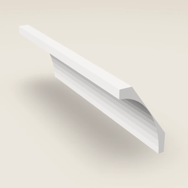 Large Cove Crown Molding — 4" × 96" — Petit White, 3D picture